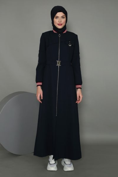 10465 جلباب الفينا سحاب مع حزام 38/46 كحلي