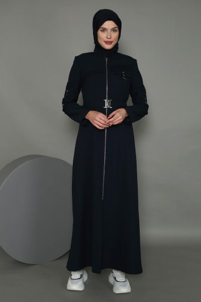 10474 جلباب الفينا سحاب مع حزام 38/46 كحلي