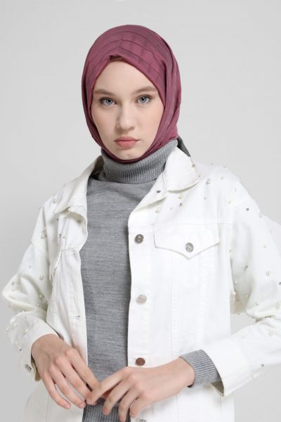 8069 شال الفينا منقوش عنابي