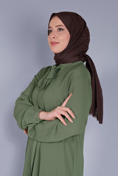 8061 شال الفينا نسيج قطني منقوش بني
