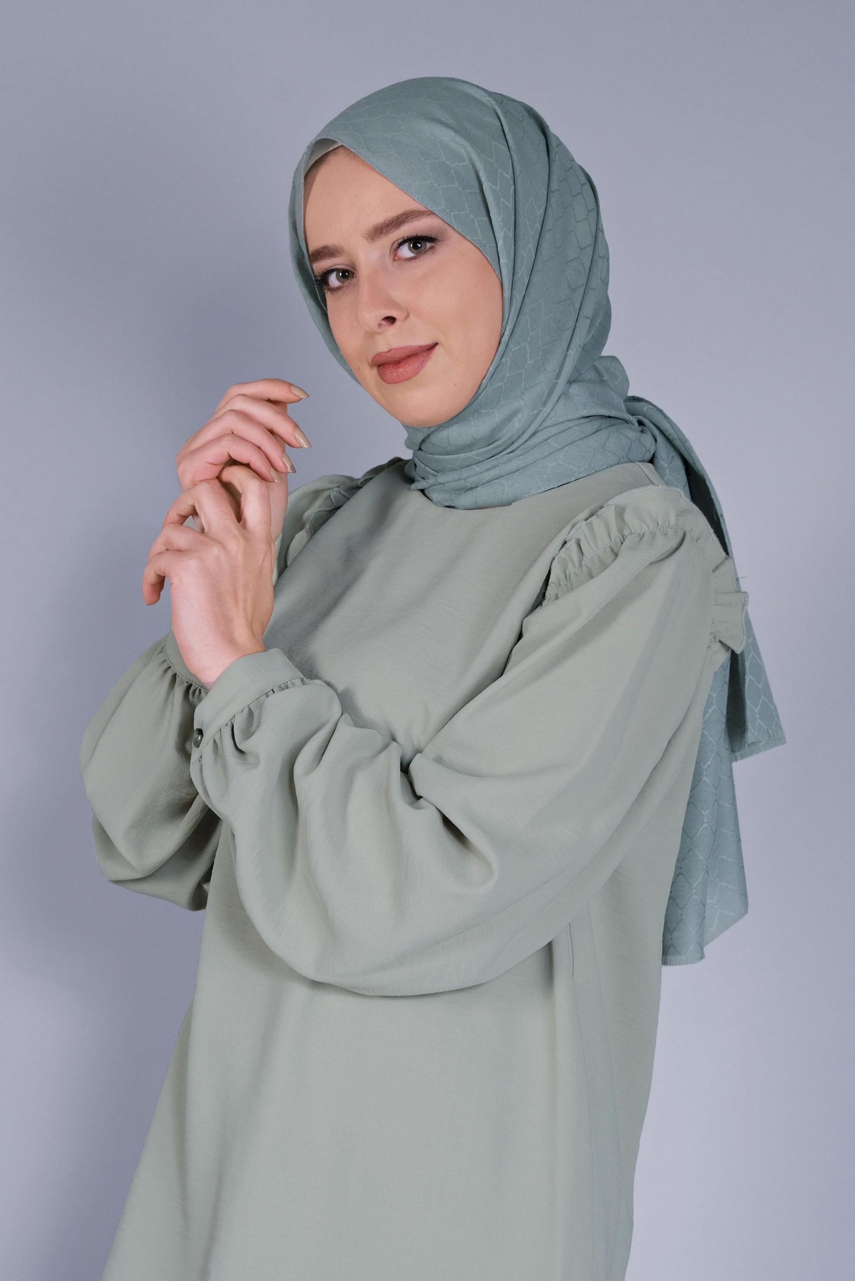 8061 شال الفينا نسيج قطني منقوش أخضر