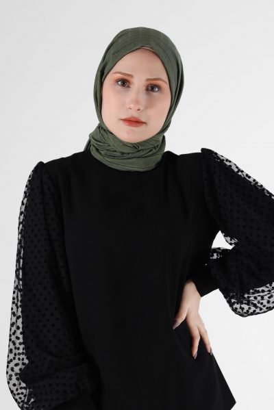 8069 شال الفينا منقوش زيتي
