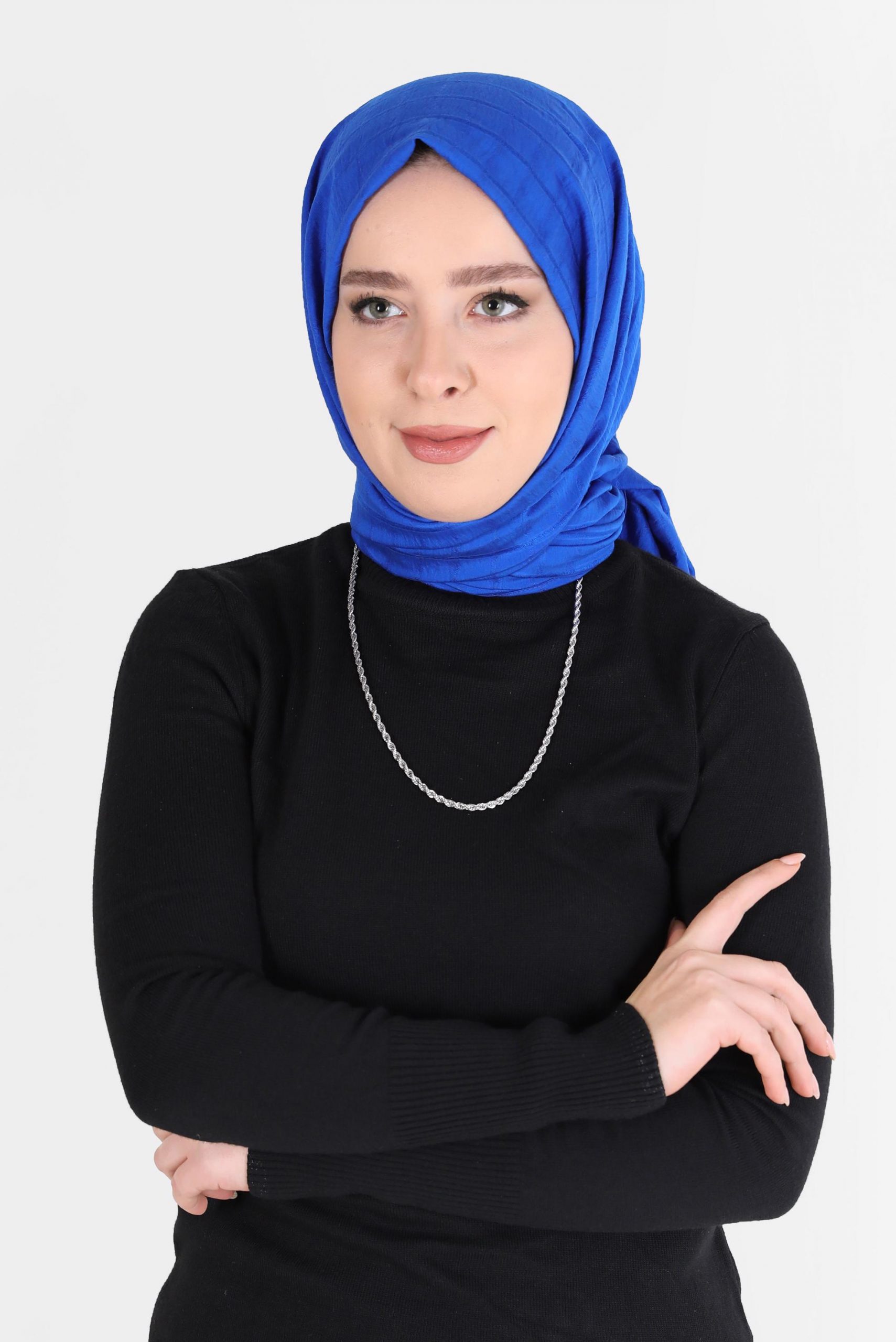 8069 شال الفينا منقوش نيلي داكن