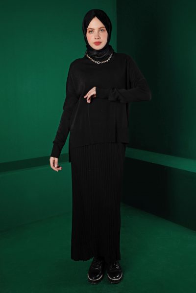 43132 طقم الفينا صوف ناعم بليسي 38/44 أسود