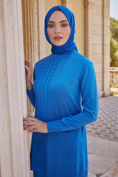43215 طقم الفينا صوف ناعم منقوش 38/46 أزرق