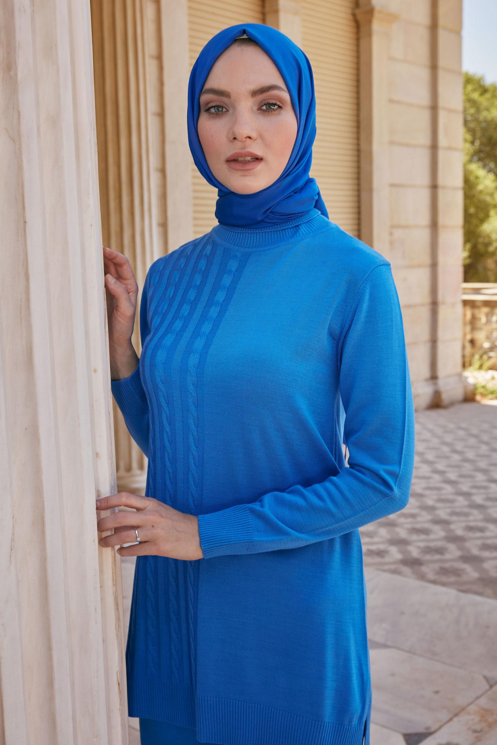 43215 طقم الفينا صوف ناعم منقوش 38/46 أزرق