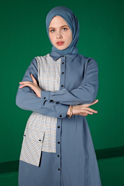 43377 تونيك الفينا منقوش مع حزام 38/44 أزرق