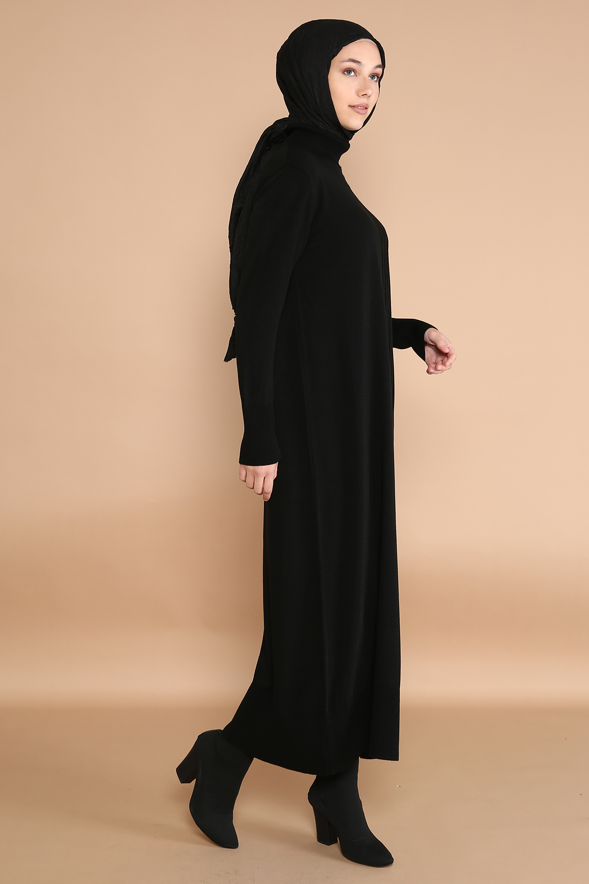 43201 فستان صوف الفينا منقوش 40/48 أسود - الصورة 2