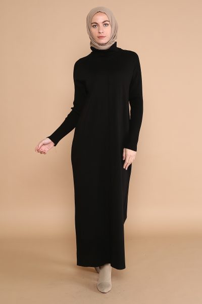 43104 فستان صوف الفينا منقوش 38/46 أسود