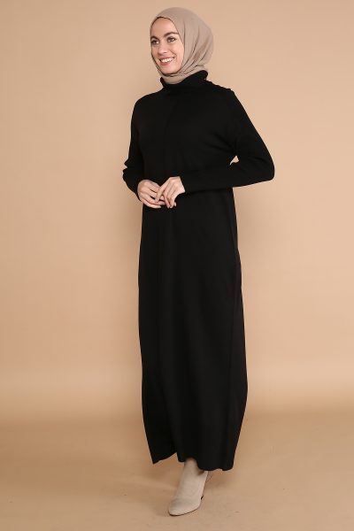 43104 فستان صوف الفينا منقوش 38/46 أسود - الصورة 2