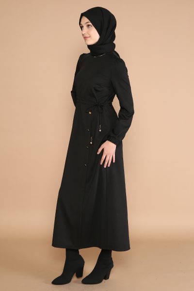 43328 فستان الفينا زمّة على الخصر مع 38/44 أسود - الصورة 3