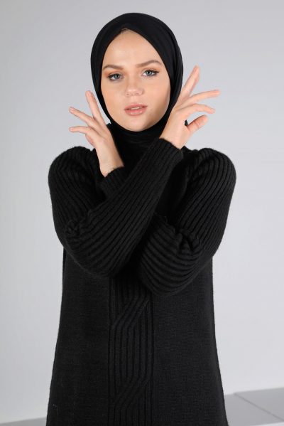 43184 تونيك الفينا صوف ناعم منقوش 38/46 أسود