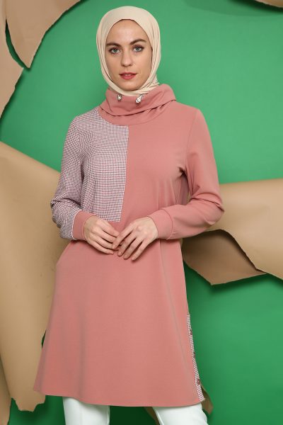 43280 تونيك الفينا منقوش مع أزرار جانبية 38/46 زهر