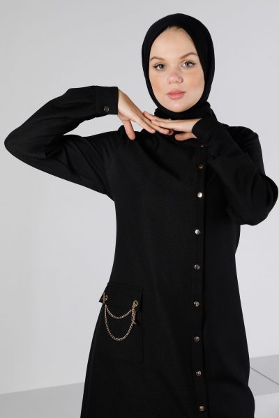 43314 تونيك الفينا أزرار مع جيب 38/46 أسود