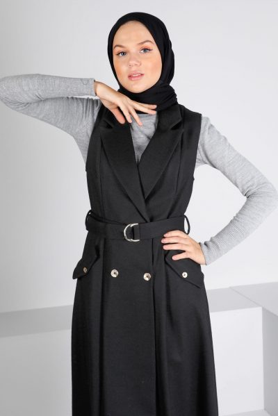 43433 فست الفينا مصوّف أزرار مع حزام 38/46 أسود