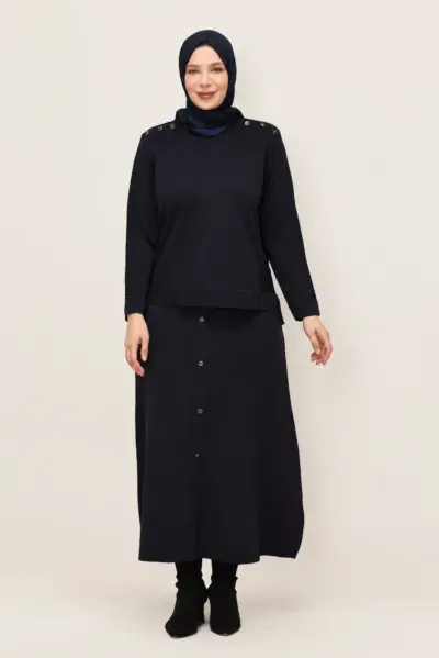 45872 طقم الفينا قطعتين تريكو ناعم مع أزرار 40/46 كحلي