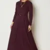 46203 فستان الفينا مع حزام 38/44 عنابي