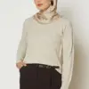 46925 بلوز الفينا تريكو ناعم منقوش 40/48 صخري فاتح