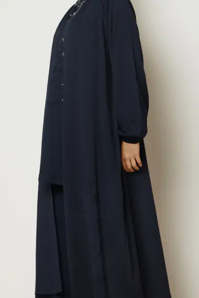 46949 جاكيت الفينا تريكو ناعم منقوش مع أزرار 42/50 كحلي - الصورة 3