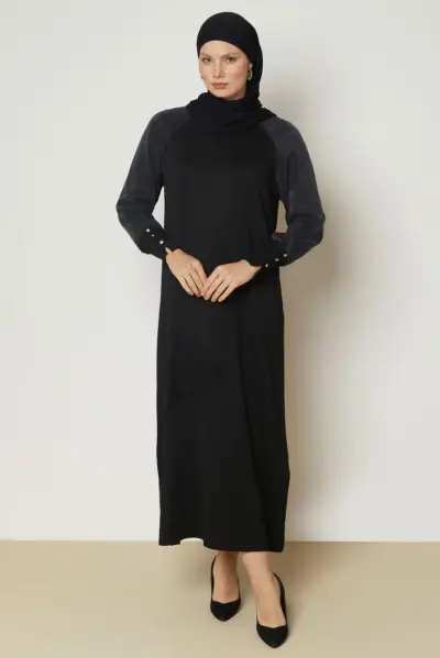 46953 فستان الفينا تريكو ناعم منقوش 40/46 أسود