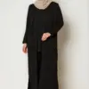 46959 طقم الفينا 3 قطع تريكو ناعم منقوش 42/48 أسود