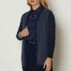 46975 جاكيت الفينا تريكو ناعم منقوش مع أزرار 40/46 كحلي