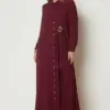 47009 فستان الفينا مع تفاصيل ربطة جانبية 38/48 خمري