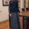 47015 طقم الفينا قطعتين أزرار مخفية مع حزام 38/42 كحلي