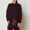 47016 تونيك الفينا قبة أزرار مخفية مع تطريز 40/48 كرزي داكن