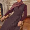 47056 جليه الفينا منقوش مع ربطة جانبية 38/44 خمري