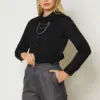47059 قميص قصير الفينا قبة مع أزرار 38/44 أسود