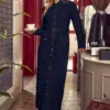 47099 فستان الفينا جينز قبة أزرار مع حزام 38/42 كحلي