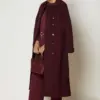 90653 جاكيت جوخ الفينا قبة أزرار مع حزام 38/46 خمري
